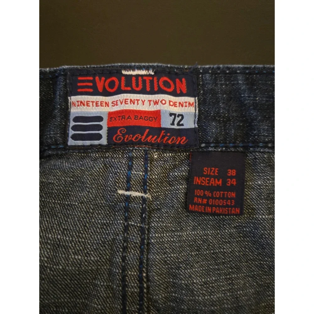 Evolution 1972 Extra Baggy Jeans Mens 38x29 Dark Wash‎ Wide Leg Denim Streetwear